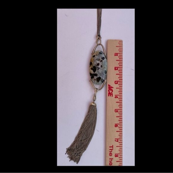 Kenneth Cole Oval Black Tourmaline Gold-Tone Tassel Pendant Necklace - Picture 8 of 10